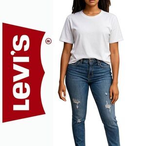 Levi's 721 High Rise Skinny Blue Distressed Denim Jeans